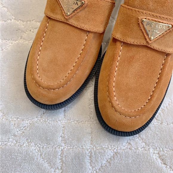 Prada Women's Camel Suede Loafers - Picture 5 of 9